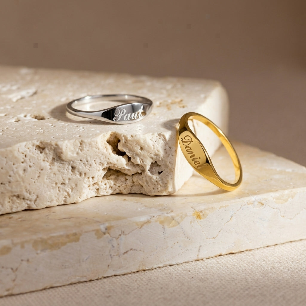 Bague plaque prénom personnalisée