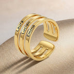 Bague jusqu'à 3 prénoms avec plaque gravée