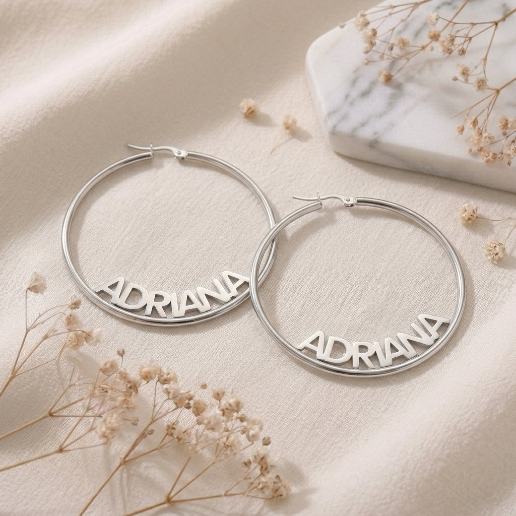 Boucles d'oreilles Créoles Fermées à Prénom