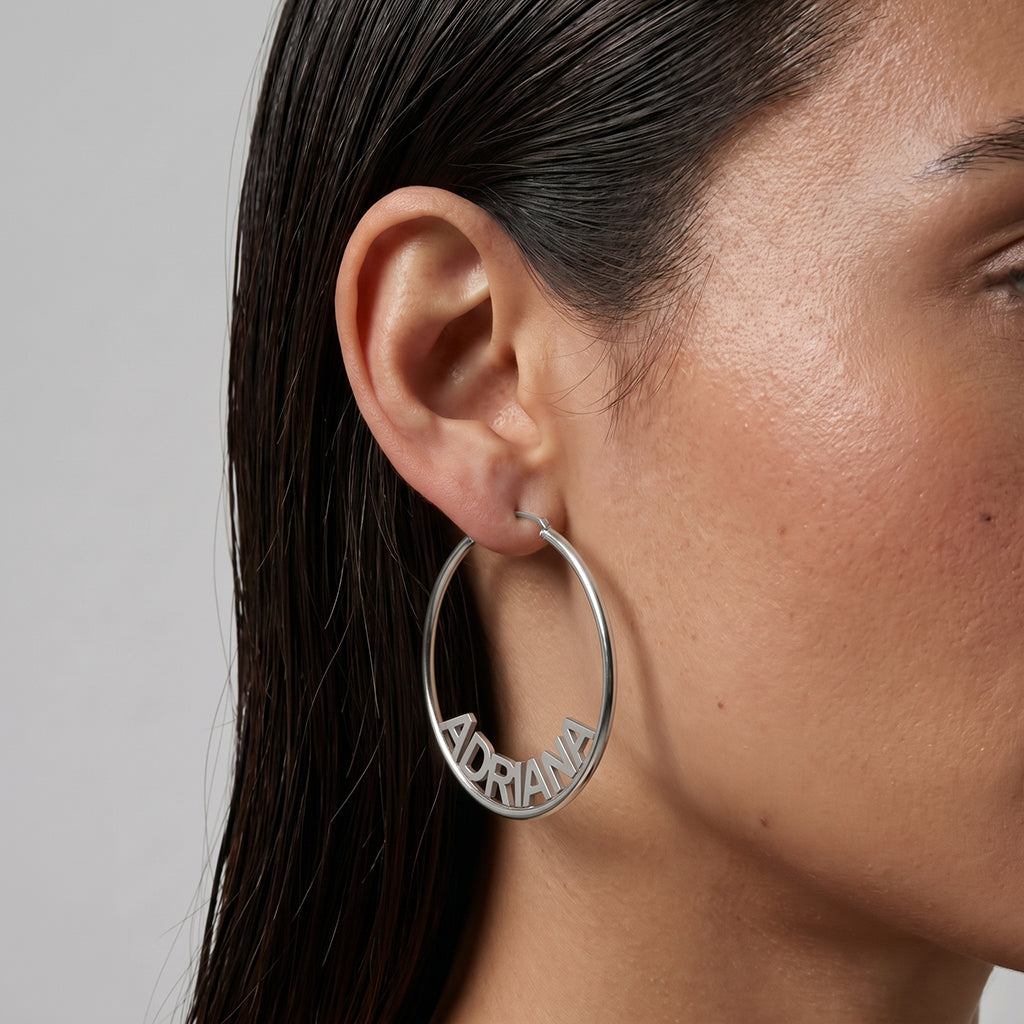 Boucles d'oreilles Créoles Fermées à Prénom