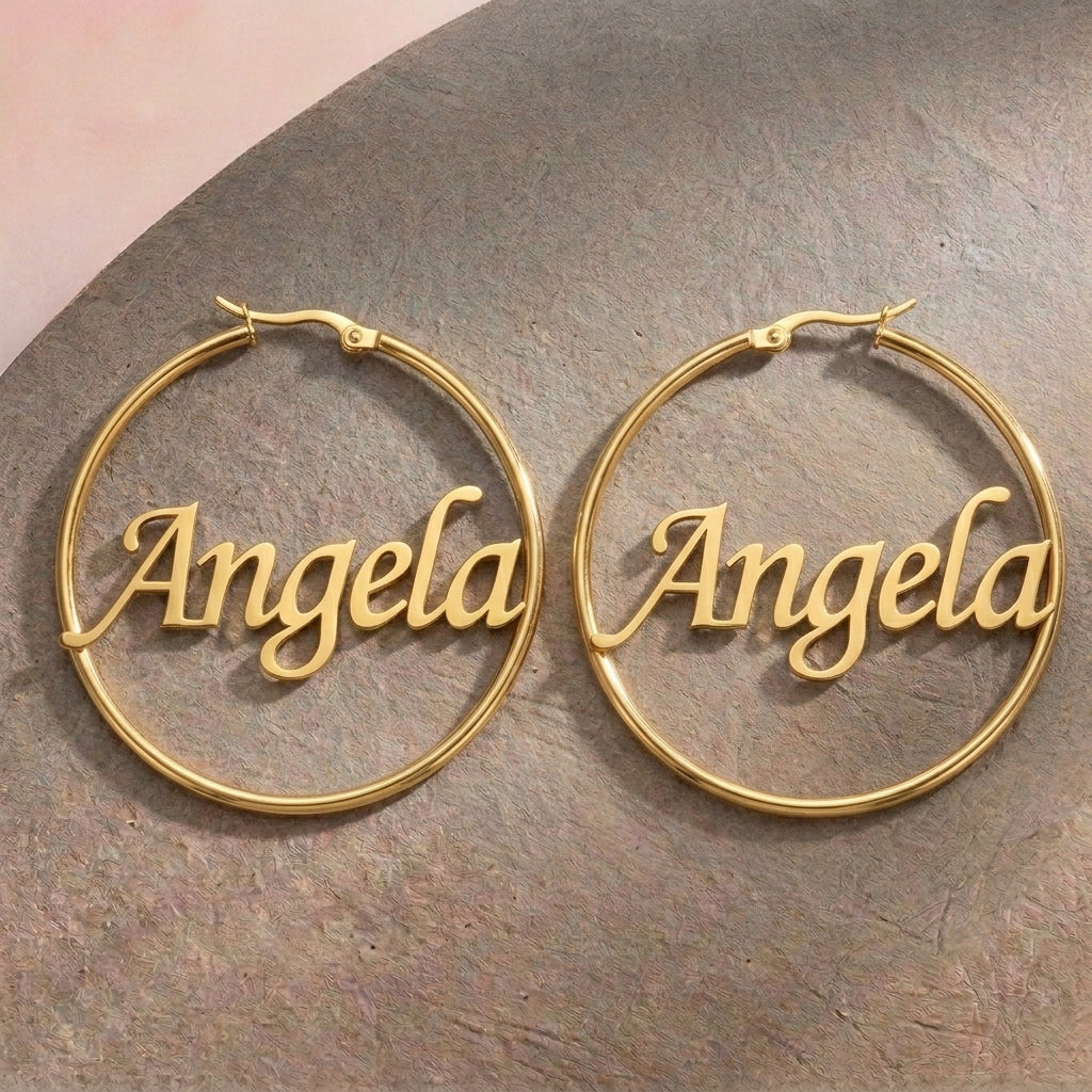 Boucles d'oreilles Créoles avec prénom personnalisable