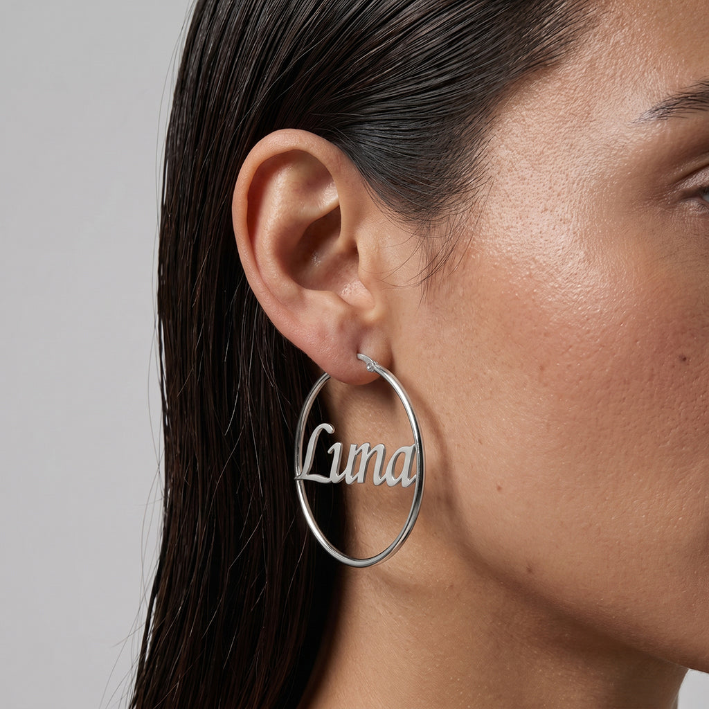 Boucles d'oreilles Créoles avec prénom personnalisable