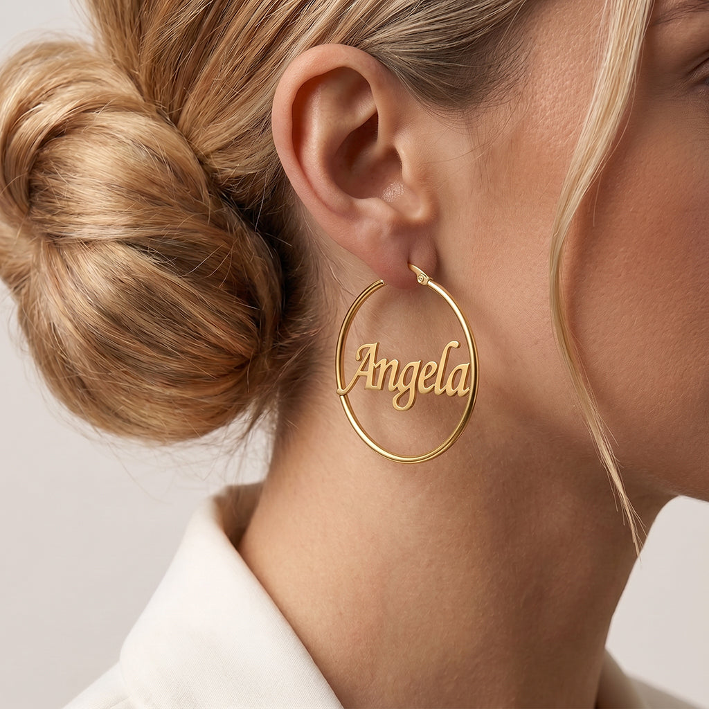 Boucles d'oreilles Créoles avec prénom personnalisable