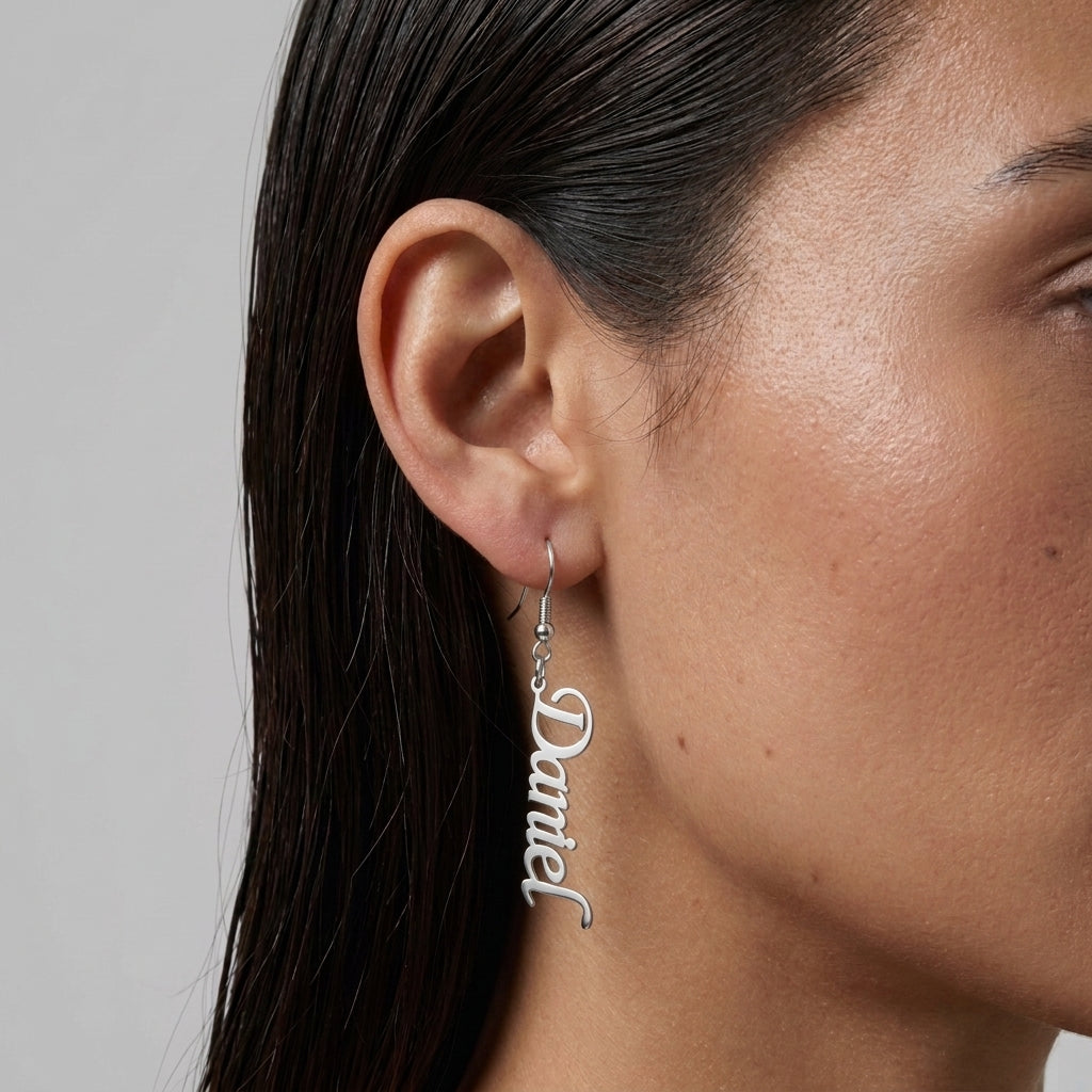 Boucles d'oreilles pendante avec prénom personnalisable
