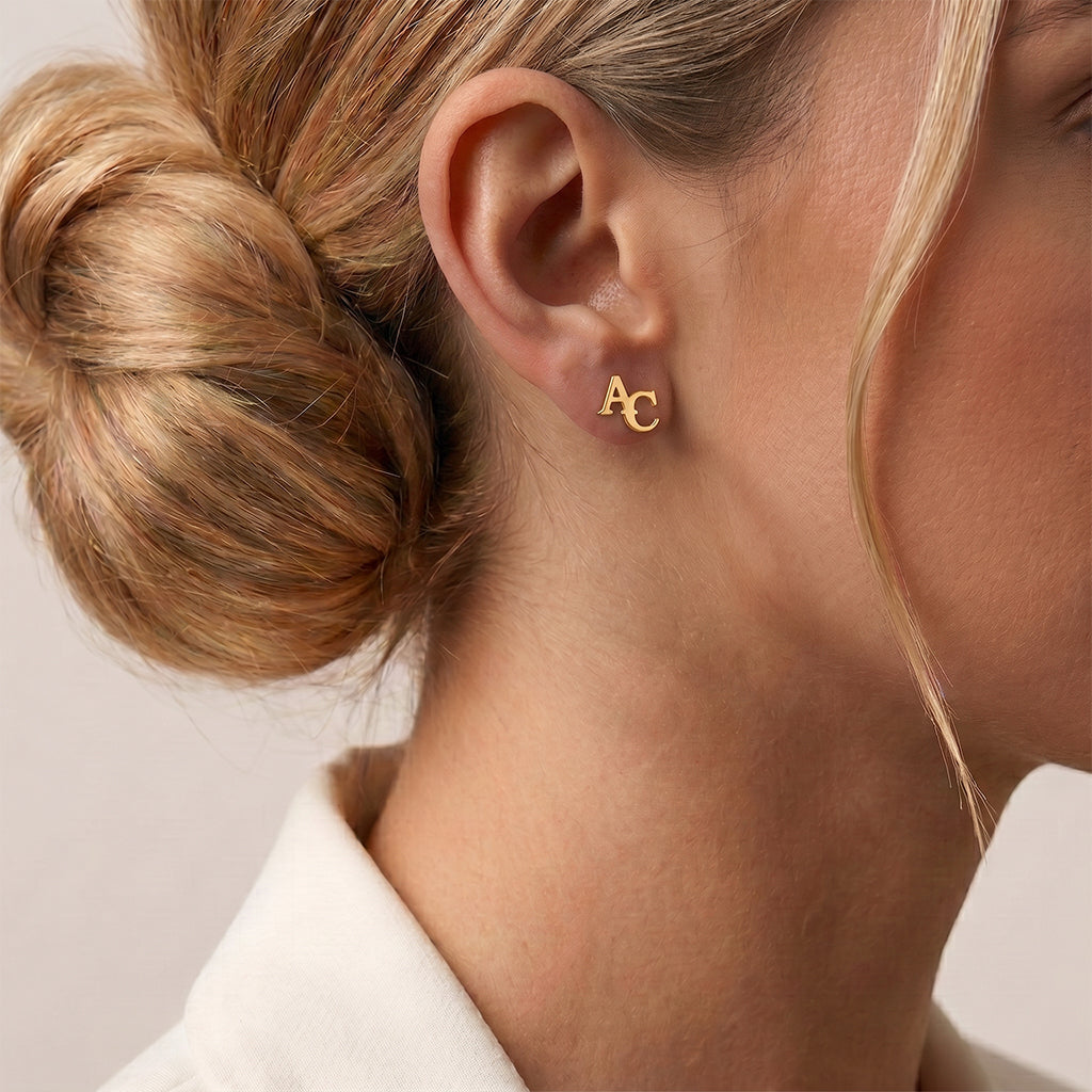 Boucles d'oreilles personnalisées à double initiale