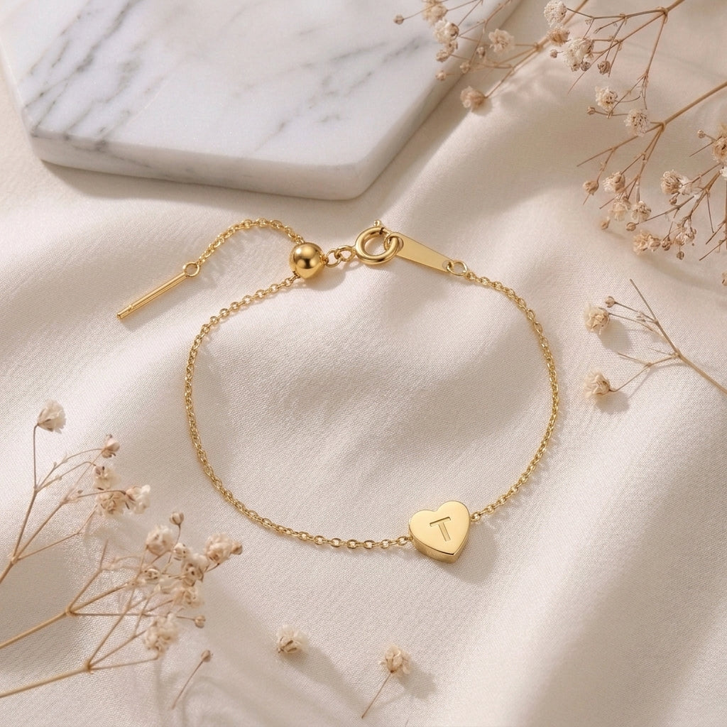 Bracelet Initiale Personnalisable en coeur