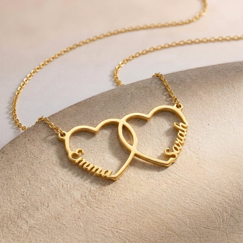 Collier pendentif deux cœurs fusionnés