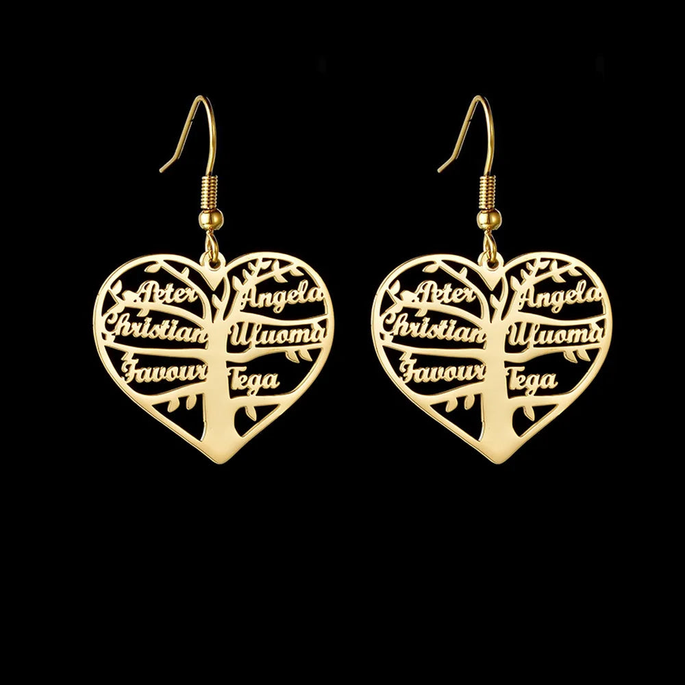 Boucles d'oreilles arbre de vie personnalisées