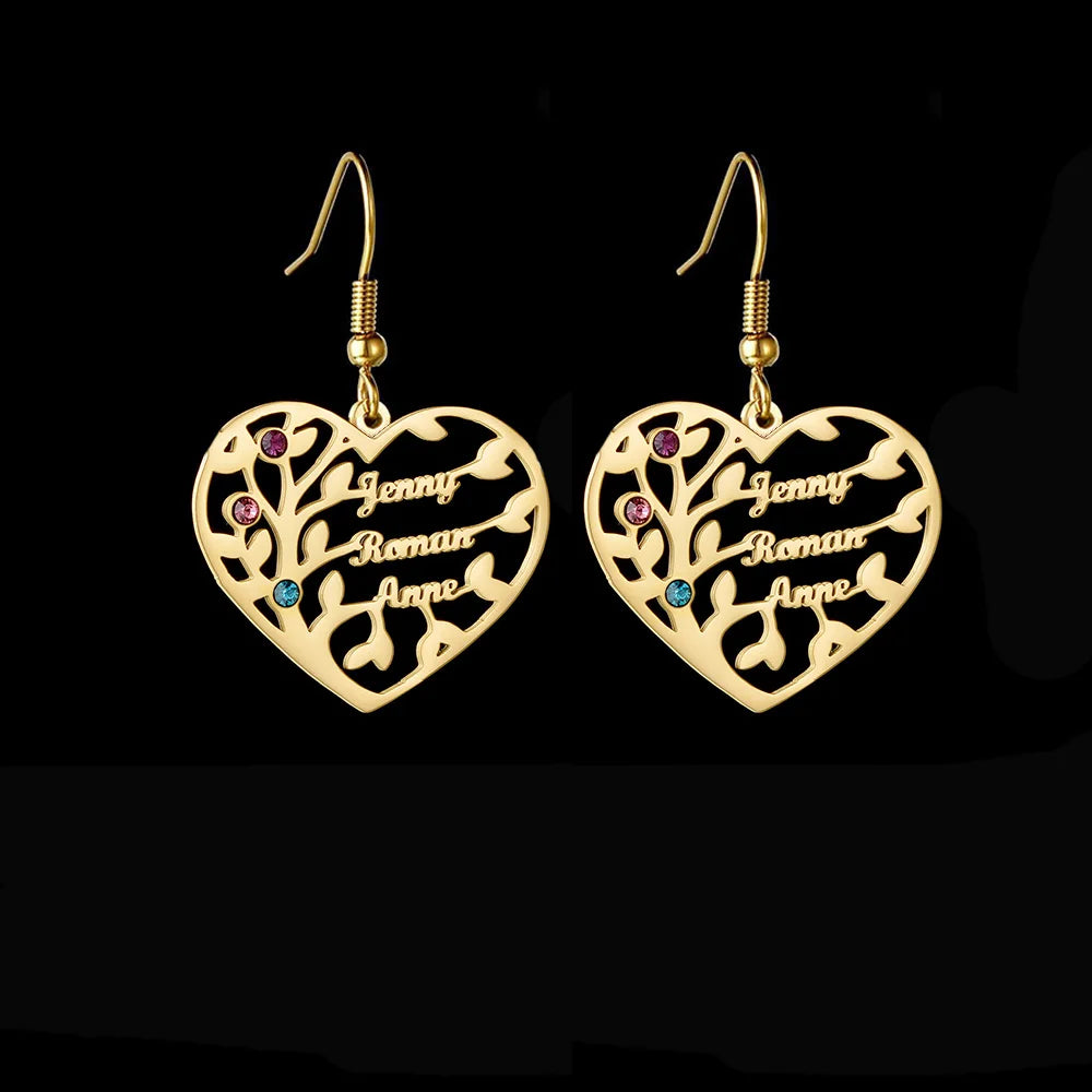 Boucles d'oreilles arbre de vie personnalisées