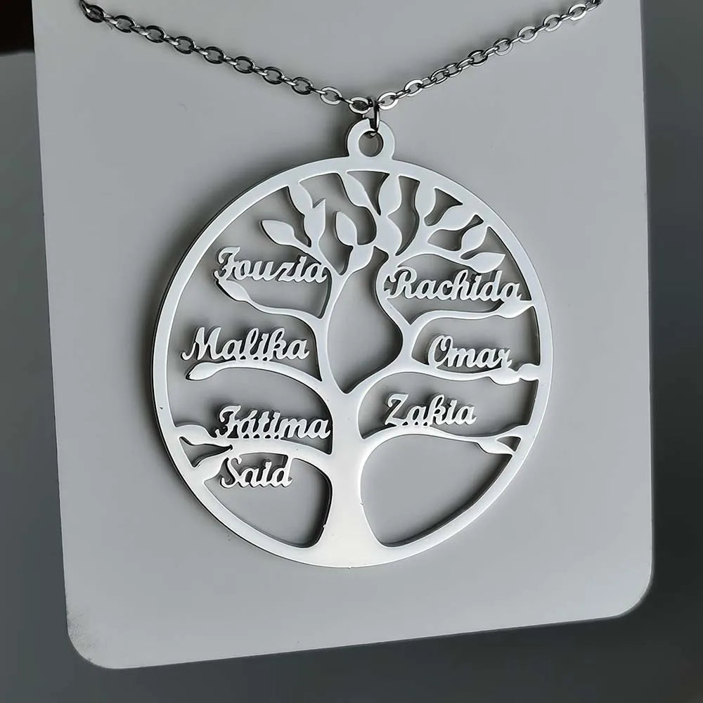 Collier arbre de vie familial jusqu'à 9 prénoms