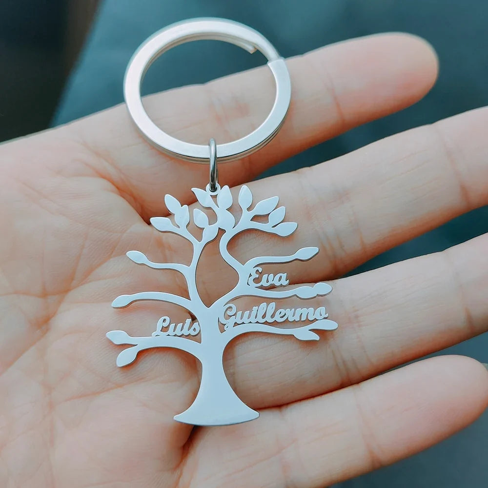 Porte-clés arbre de vie jusqu'à 6 prénoms