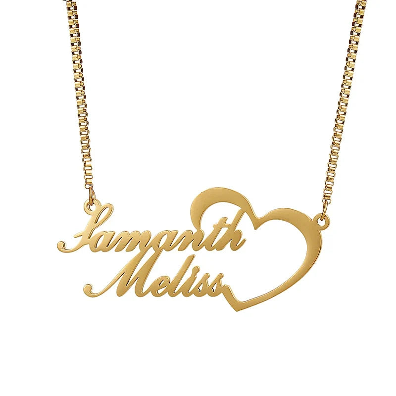 Collier cœur personnalisé 2 prénoms