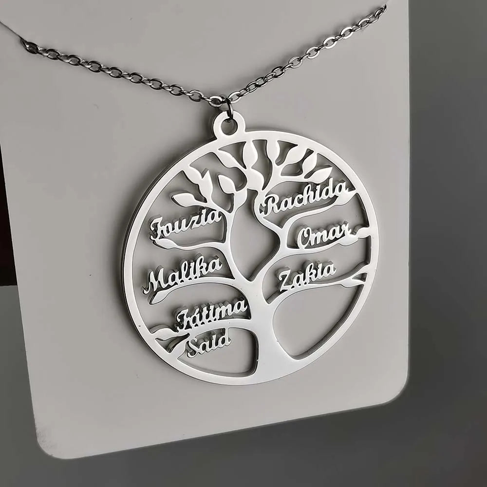 Collier arbre de vie familial jusqu'à 9 prénoms