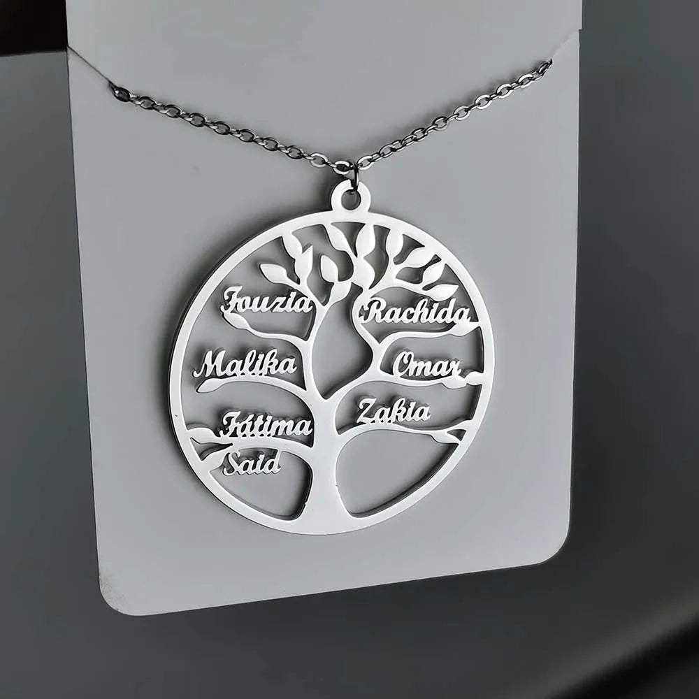 Collier arbre de vie familial jusqu'à 9 prénoms