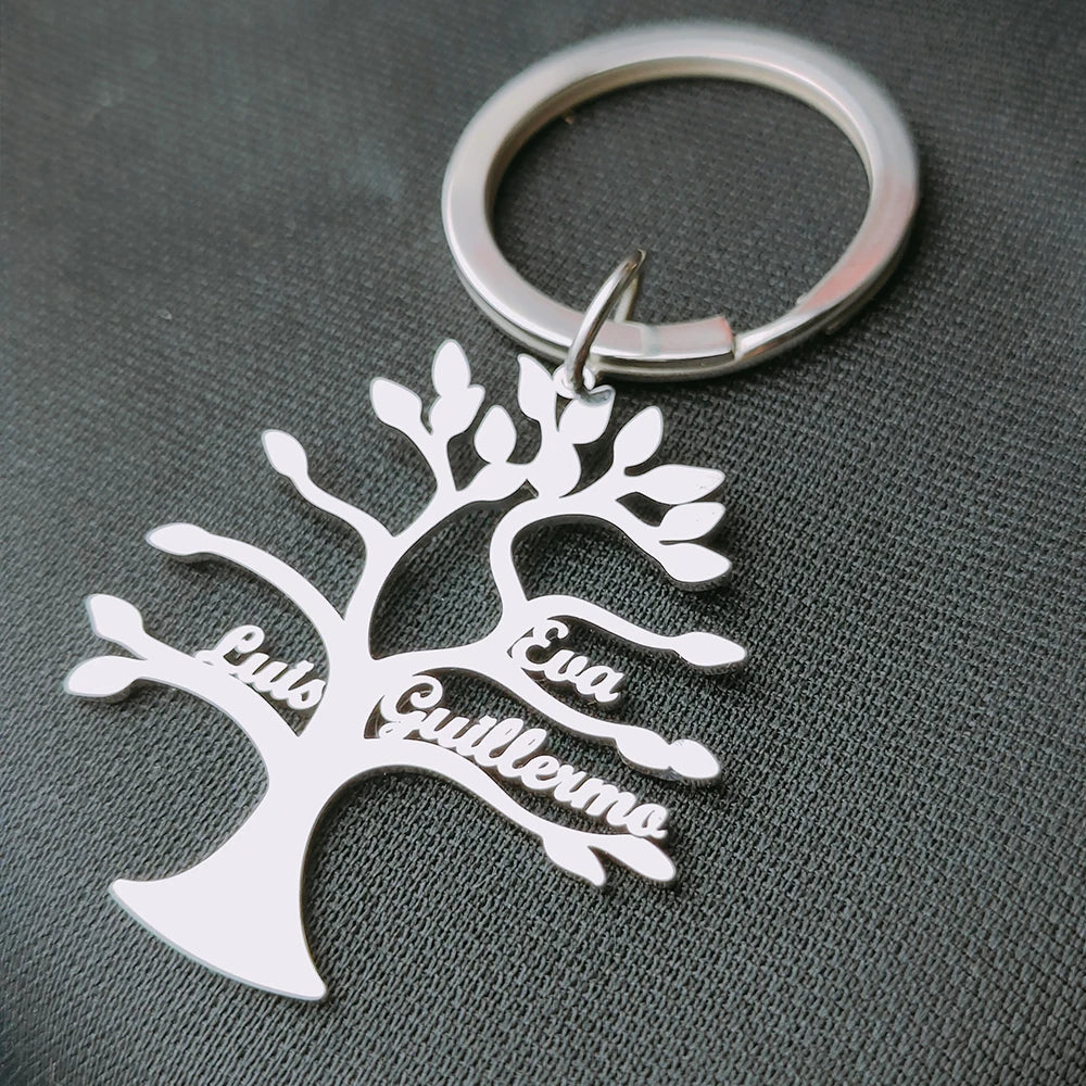 Porte-clés arbre de vie jusqu'à 6 prénoms