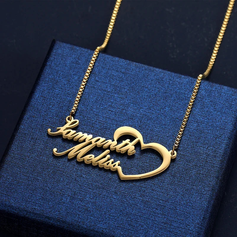 Collier cœur personnalisé 2 prénoms